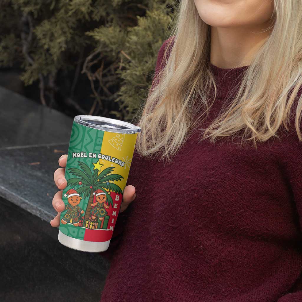 Benin Christmas Tumbler Cup with Palm Tree Dolls and Red Yellow Green Festive - Wonder Print Shop