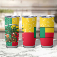 Benin Christmas Tumbler Cup with Palm Tree Dolls and Red Yellow Green Festive - Wonder Print Shop
