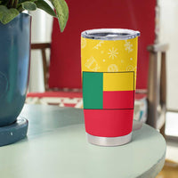 Benin Christmas Tumbler Cup with Palm Tree Dolls and Red Yellow Green Festive - Wonder Print Shop