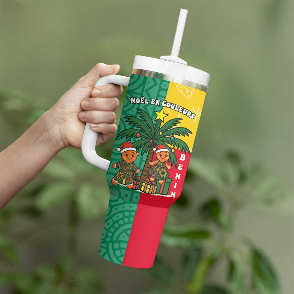 Benin Christmas Tumbler With Handle with Palm Tree Dolls and Red Yellow Green Festive - Wonder Print Shop
