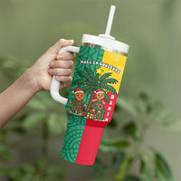 Benin Christmas Tumbler With Handle with Palm Tree Dolls and Red Yellow Green Festive - Wonder Print Shop