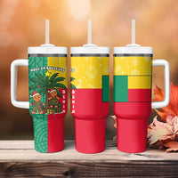Benin Christmas Tumbler With Handle with Palm Tree Dolls and Red Yellow Green Festive - Wonder Print Shop