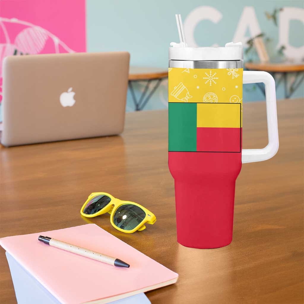 Benin Christmas Tumbler With Handle with Palm Tree Dolls and Red Yellow Green Festive - Wonder Print Shop