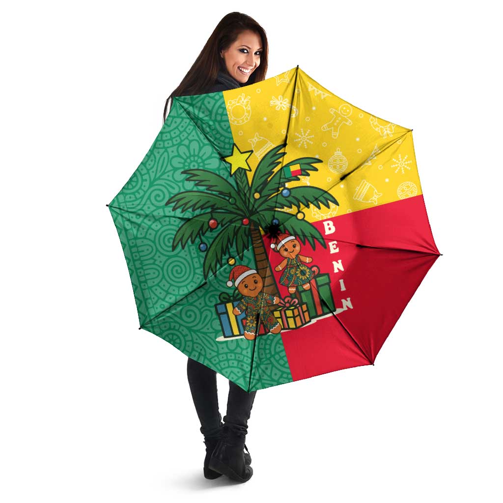 Benin Christmas Umbrella with Palm Tree Dolls and Red Yellow Green Festive - Wonder Print Shop