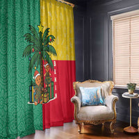 Benin Christmas Window Curtain with Palm Tree Dolls and Red Yellow Green Festive - Wonder Print Shop