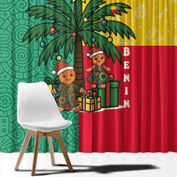 Benin Christmas Window Curtain with Palm Tree Dolls and Red Yellow Green Festive - Wonder Print Shop