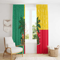 Benin Christmas Window Curtain with Palm Tree Dolls and Red Yellow Green Festive - Wonder Print Shop