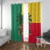 Benin Christmas Window Curtain with Palm Tree Dolls and Red Yellow Green Festive - Wonder Print Shop