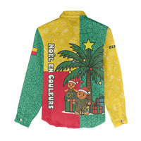 Benin Christmas Women Casual Shirt with Palm Tree Dolls and Red Yellow Green Festive - Wonder Print Shop