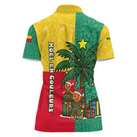 Benin Christmas Women Polo Shirt with Palm Tree Dolls and Red Yellow Green Festive - Wonder Print Shop
