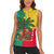 Benin Christmas Women Sleeveless Polo Shirt with Palm Tree Dolls and Red Yellow Green Festive - Wonder Print Shop