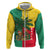 Benin Christmas Zip Hoodie with Palm Tree Dolls and Red Yellow Green Festive - Wonder Print Shop