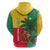 Benin Christmas Zip Hoodie with Palm Tree Dolls and Red Yellow Green Festive - Wonder Print Shop