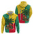 Benin Christmas Zip Hoodie with Palm Tree Dolls and Red Yellow Green Festive - Wonder Print Shop