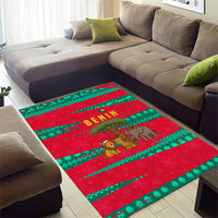 Benin Christmas Area Rug with Safari Animals Baobab Tree and National Coat of Arms Design - Wonder Print Shop