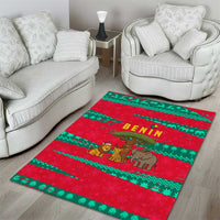 Benin Christmas Area Rug with Safari Animals Baobab Tree and National Coat of Arms Design - Wonder Print Shop