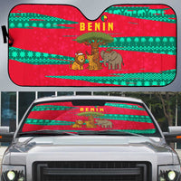 Benin Christmas Auto Sun Shade with Safari Animals Baobab Tree and National Coat of Arms Design - Wonder Print Shop