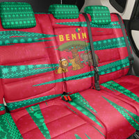 Benin Christmas Back Car Seat Cover with Safari Animals Baobab Tree and National Coat of Arms Design - Wonder Print Shop