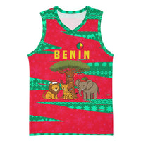 Benin Christmas Basketball Jersey with Safari Animals Baobab Tree and National Coat of Arms Design - Wonder Print Shop