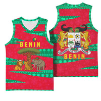 Benin Christmas Basketball Jersey with Safari Animals Baobab Tree and National Coat of Arms Design - Wonder Print Shop