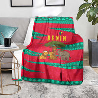 Benin Christmas Blanket with Safari Animals Baobab Tree and National Coat of Arms Design - Wonder Print Shop