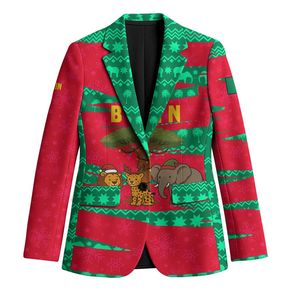 Benin Christmas Blazer with Safari Animals Baobab Tree and National Coat of Arms Design - Wonder Print Shop