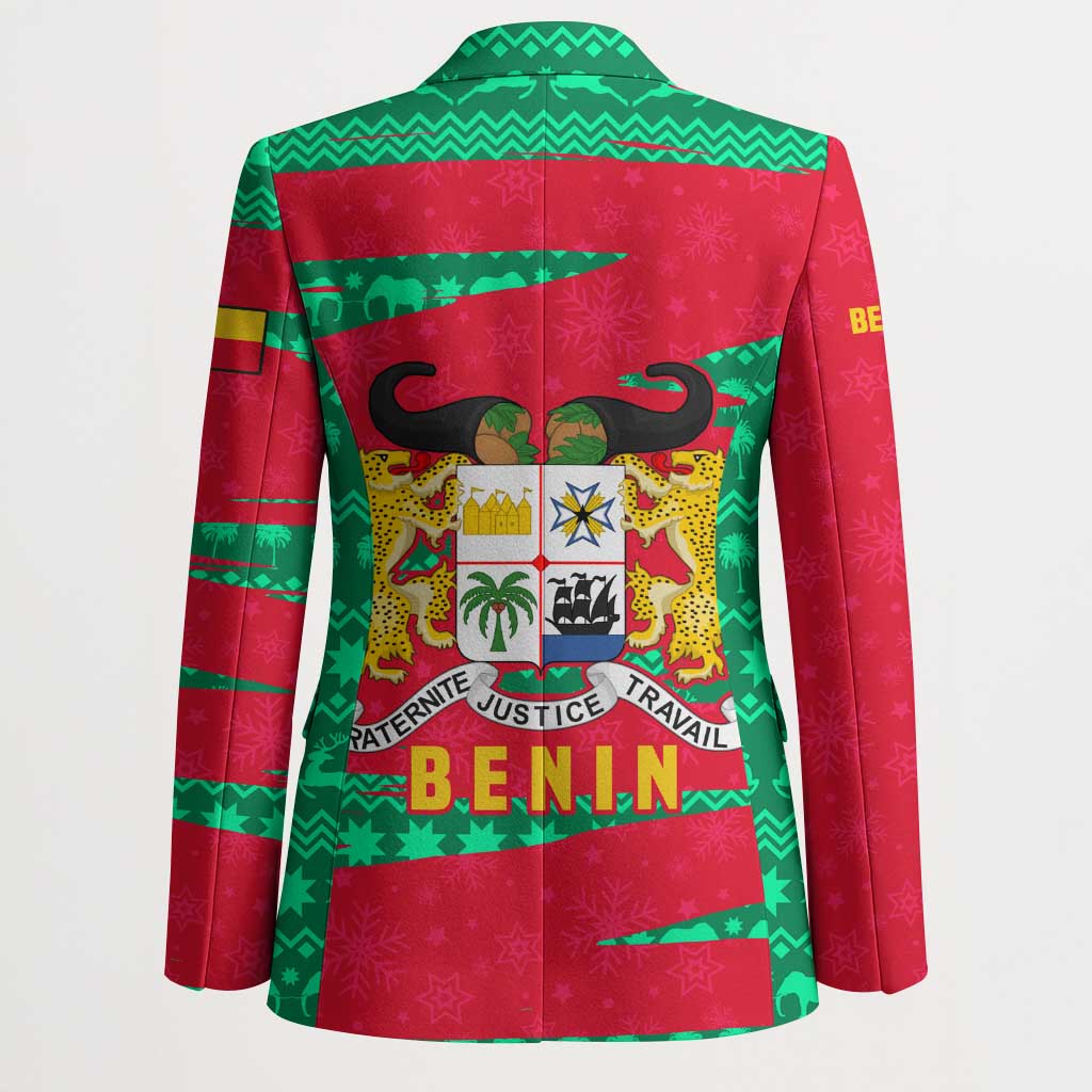 Benin Christmas Blazer with Safari Animals Baobab Tree and National Coat of Arms Design - Wonder Print Shop
