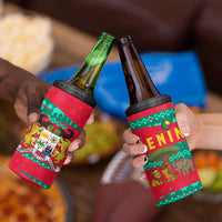 Benin Christmas 4 in 1 Can Cooler Tumbler with Safari Animals Baobab Tree and National Coat of Arms Design - Wonder Print Shop