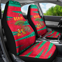 Benin Christmas Car Seat Cover with Safari Animals Baobab Tree and National Coat of Arms Design - Wonder Print Shop