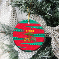 Benin Christmas Ceramic Ornament with Safari Animals Baobab Tree and National Coat of Arms Design - Wonder Print Shop