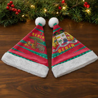 Benin Christmas Santa Hat with Safari Animals Baobab Tree and National Coat of Arms Design - Wonder Print Shop