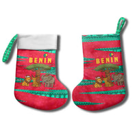 Benin Christmas Stocking with Safari Animals Baobab Tree and National Coat of Arms Design - Wonder Print Shop