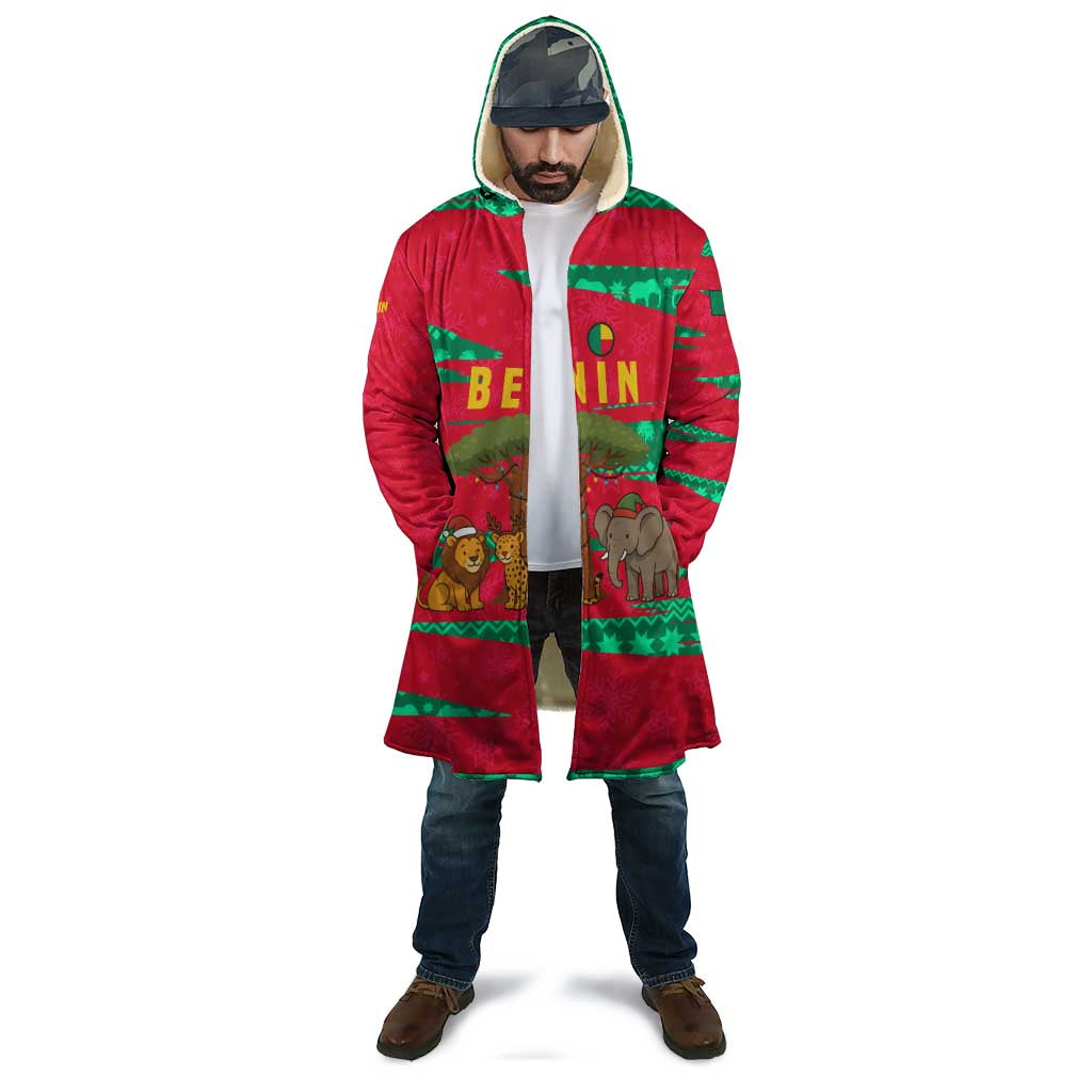 Benin Christmas Cloak with Safari Animals Baobab Tree and National Coat of Arms Design - Wonder Print Shop