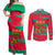 Benin Christmas Couples Matching Off Shoulder Maxi Dress and Long Sleeve Button Shirt with Safari Animals Baobab Tree and National Coat of Arms Design - Wonder Print Shop
