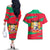 Benin Christmas Couples Matching Off The Shoulder Long Sleeve Dress and Hawaiian Shirt with Safari Animals Baobab Tree and National Coat of Arms Design - Wonder Print Shop