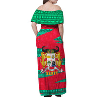 Benin Christmas Family Matching Off Shoulder Maxi Dress and Hawaiian Shirt with Safari Animals Baobab Tree and National Coat of Arms Design - Wonder Print Shop