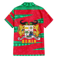 Benin Christmas Family Matching Off Shoulder Short Dress and Hawaiian Shirt with Safari Animals Baobab Tree and National Coat of Arms Design - Wonder Print Shop