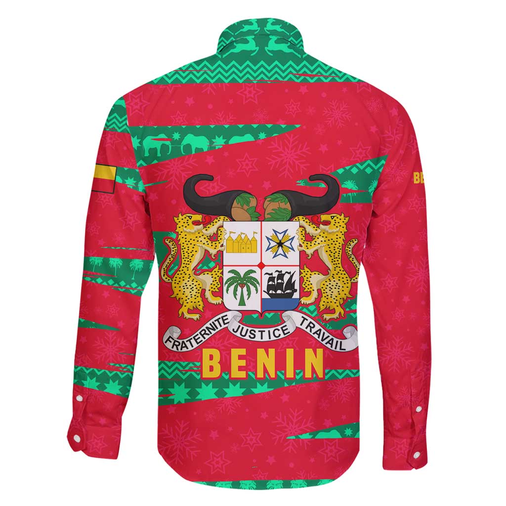 Benin Christmas Family Matching Puletasi and Hawaiian Shirt with Safari Animals Baobab Tree and National Coat of Arms Design - Wonder Print Shop