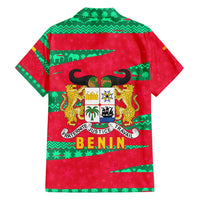 Benin Christmas Family Matching Short Sleeve Bodycon Dress and Hawaiian Shirt with Safari Animals Baobab Tree and National Coat of Arms Design - Wonder Print Shop