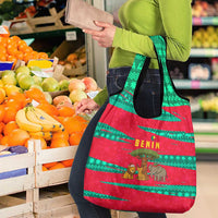 Benin Christmas Grocery Bag with Safari Animals Baobab Tree and National Coat of Arms Design - Wonder Print Shop