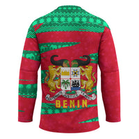 Benin Christmas Hockey Jersey with Safari Animals Baobab Tree and National Coat of Arms Design - Wonder Print Shop