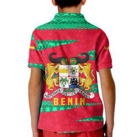 Benin Christmas Kid Polo Shirt with Safari Animals Baobab Tree and National Coat of Arms Design - Wonder Print Shop