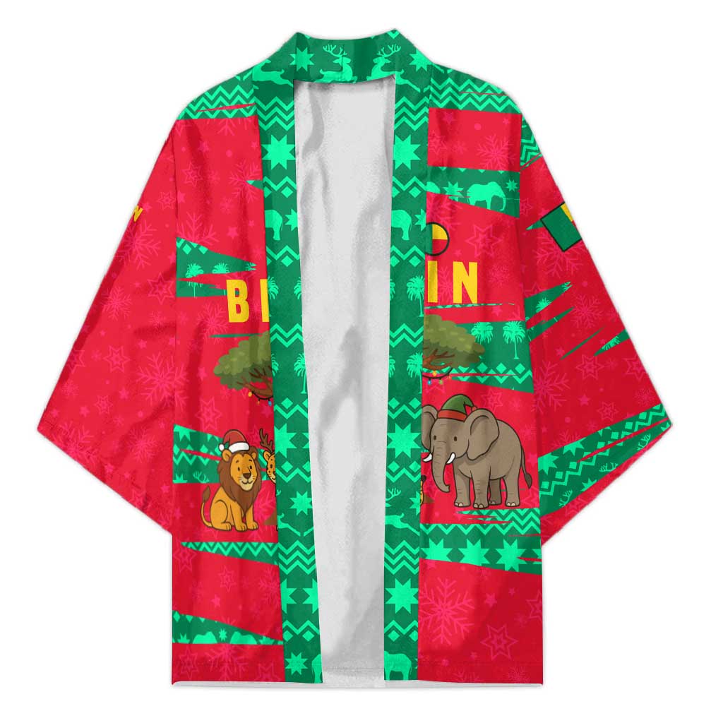 Benin Christmas Kimono with Safari Animals Baobab Tree and National Coat of Arms Design - Wonder Print Shop
