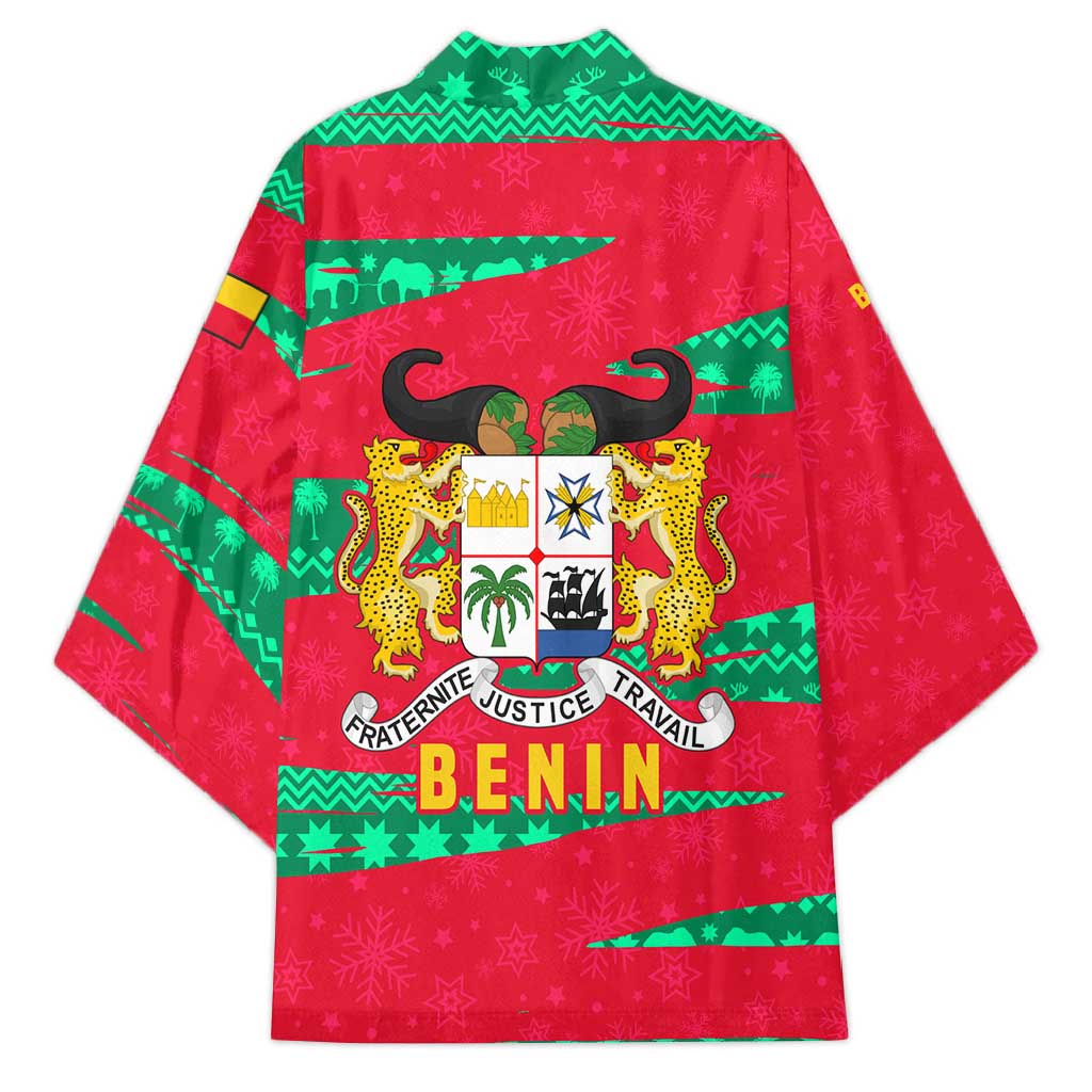 Benin Christmas Kimono with Safari Animals Baobab Tree and National Coat of Arms Design - Wonder Print Shop