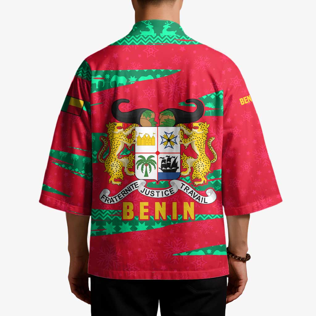 Benin Christmas Kimono with Safari Animals Baobab Tree and National Coat of Arms Design - Wonder Print Shop