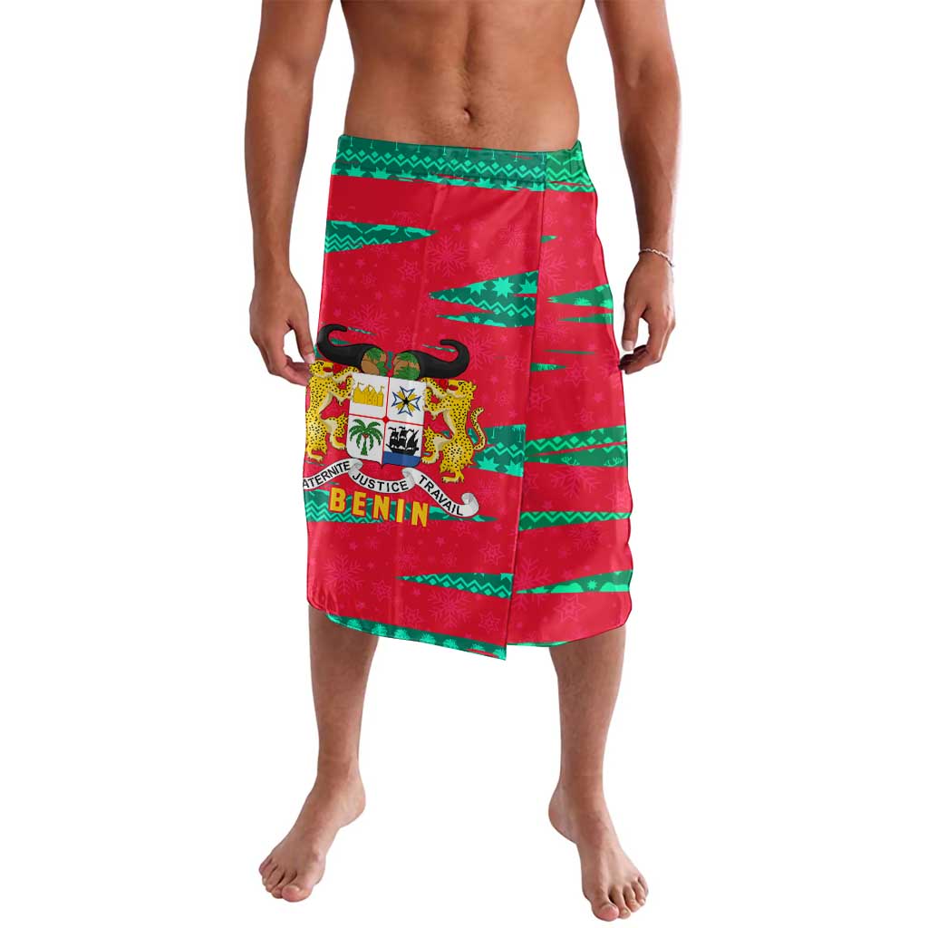 Benin Christmas Lavalava with Safari Animals Baobab Tree and National Coat of Arms Design - Wonder Print Shop