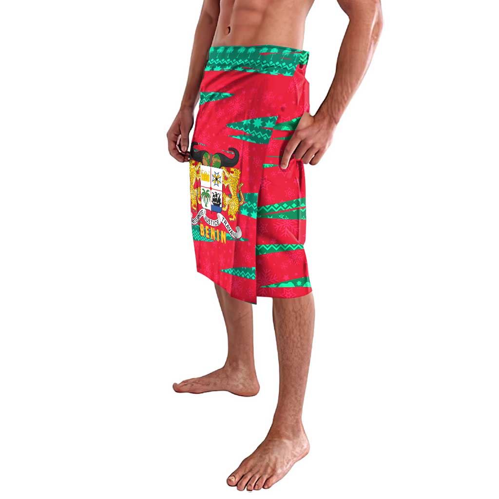 Benin Christmas Lavalava with Safari Animals Baobab Tree and National Coat of Arms Design - Wonder Print Shop