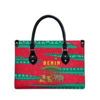 Benin Christmas Leather Bag with Safari Animals Baobab Tree and National Coat of Arms Design - Wonder Print Shop