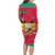Benin Christmas Long Sleeve Bodycon Dress with Safari Animals Baobab Tree and National Coat of Arms Design - Wonder Print Shop