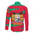 Benin Christmas Long Sleeve Button Shirt with Safari Animals Baobab Tree and National Coat of Arms Design - Wonder Print Shop